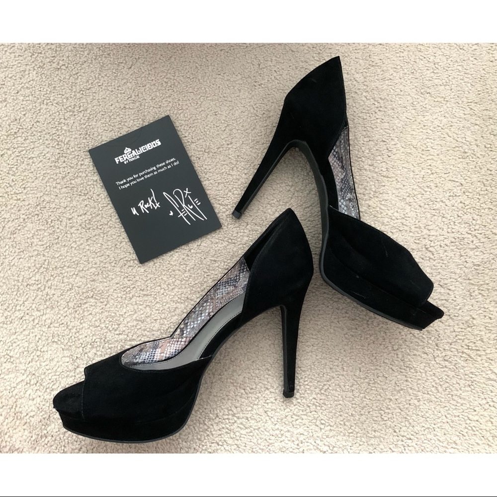 Fergalicious Peep-Toe Platform Pumps in Black